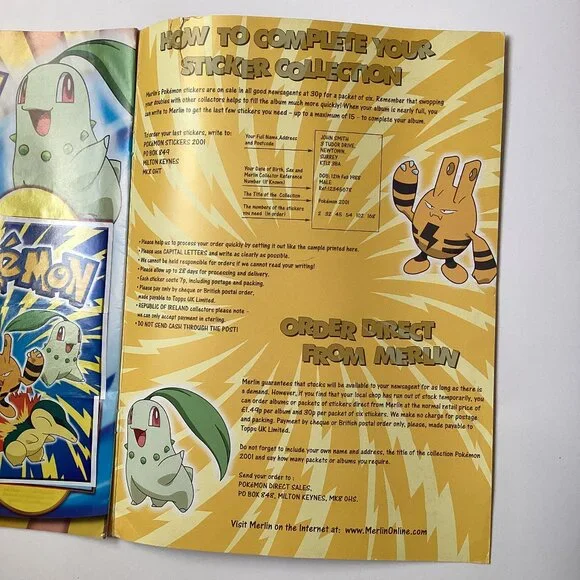 Merlin Topps Pokémon 2001 Album Book + Stickers English Issue Collectable - Picture 12 of 16